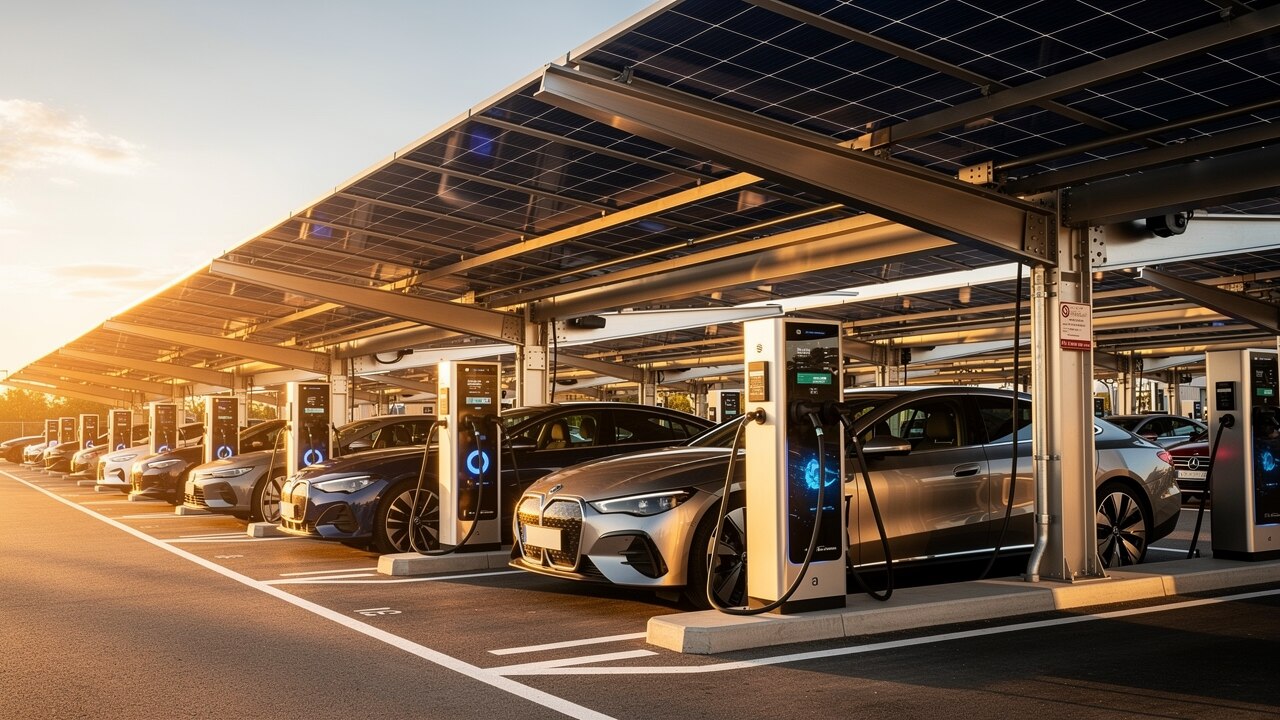Parking solarny dla firm – carport PV nad miejscami parkingowymi